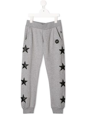 Philipp Plein Junior pantalon de jogging à patch étoile - Gris
