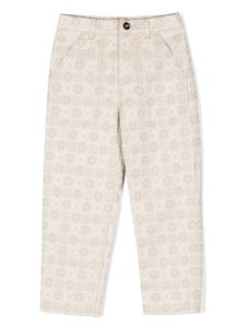 Gucci Kids jean droit à logo en jacquard - Marron