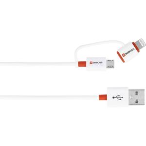 Skross Apple iPad/iPhone/iPod Aansluitkabel [1x USB - 1x Micro-USB-stekker, Apple dock-stekker Lightning] 1.00 m Wit