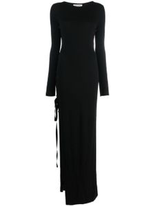 Saint Laurent robe fendue en laine à coupe longue - Noir