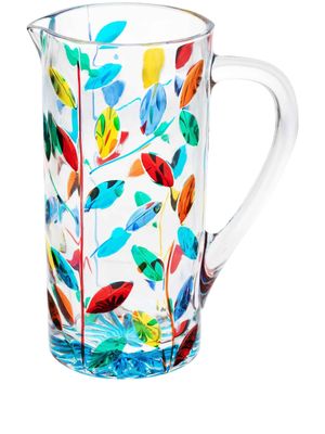 Les-Ottomans carafe en verre à imprimé abstrait - Bleu