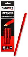 Diggers schrijnwerkerspotlood | 24cm | rood | 12 stuks - dig388