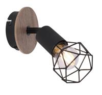 Globo Design wandlampXara I zwart met hout - 54802S-1H