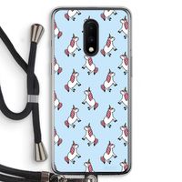 Eenhoorns overal: OnePlus 7 Transparant Hoesje met koord