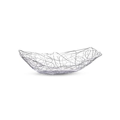 Fruitschaal - zilver - metaal - 33 x 19 cm - rechthoekig - fruitmanden