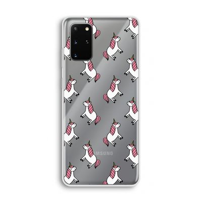 Eenhoorns overal: Samsung Galaxy S20 Plus Transparant Hoesje