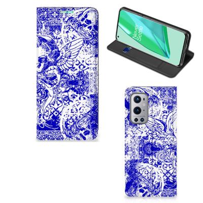 Mobiel BookCase OnePlus 9 Pro Angel Skull Blauw