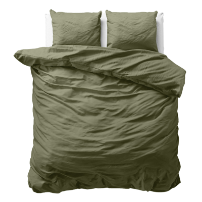 Sale: -50% | Dekbedovertrek Katoen Uni - Groen - Lits-Jumeaux (240x220 Cm) - Groen Katoen - Effen - Sleeptime - Dekbed-Discounter.nl