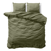 Sale: -50% | Dekbedovertrek Katoen Uni - Groen - Lits-Jumeaux (240x220 Cm) - Groen Katoen - Effen - Sleeptime - Dekbed-Discounter.nl