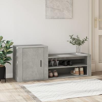 Schoenenkast 130x35x54 cm bewerkt hout betongrijs