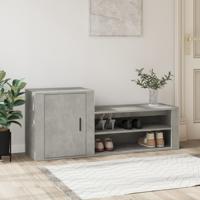 Schoenenkast 130x35x54 cm bewerkt hout betongrijs