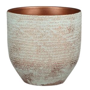 Plantenpot/bloempot Carrie terracotta koper met flakes patroon - D24/H22 cm