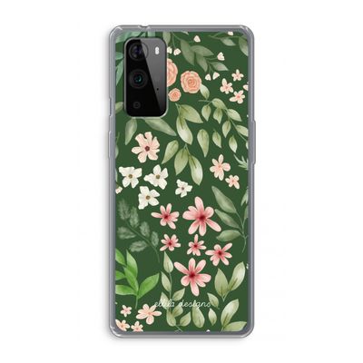 Botanical green sweet flower heaven: OnePlus 9 Pro Transparant Hoesje