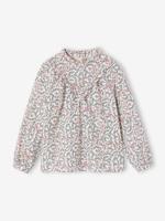 Blouse met hoge kraag met bloemenprint meisjes ecru