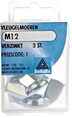 Vleugelmoer m12 verz 3st - Deltafix