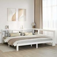 Bed met boekenkast zonder matras grenenhout wit 200x200 cm Bed met boekenkast zonder matras grenenhout wit 200x200 cm