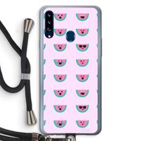 Smiley watermeloenprint: Samsung Galaxy A20s Transparant Hoesje met koord