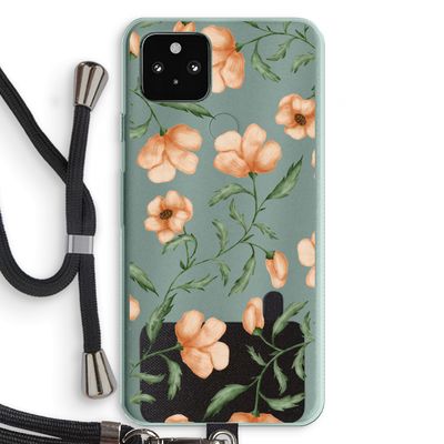 Peachy flowers: Pixel 5a 5G Transparant Hoesje met koord