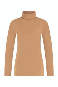 Studio Anneloes Faith Col Rib Top 09069 T-shirt Lange Mouw 8400 Camel