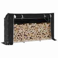 VidaXL Haardhoutrek met regenhoes 200,5x41x110,5 cm staal
