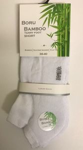 Boru Bamboe 2 paar Terry Foot Short sokken 2309-40/46-Wit