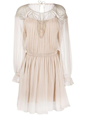Alberta Ferretti robe courte à manches longues - Tons neutres