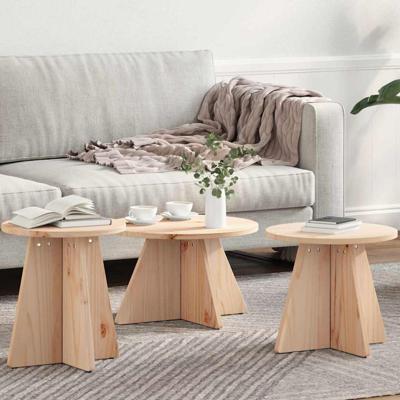 Salontafel 3 pcs Naturel 49 x 49 x 30 cm Massief grenenhout