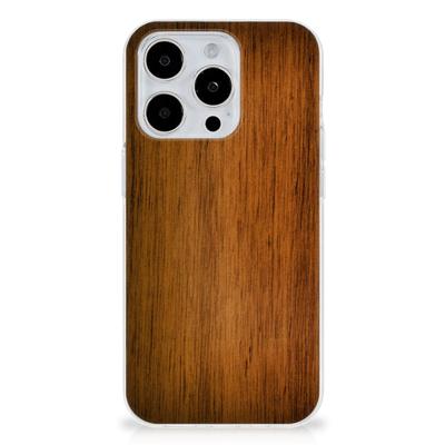 iPhone 15 Pro Max | Bumper Hoesje | Donker Hout