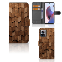 Book Style Case voor Motorola Edge 30 Ultra Wooden Cubes