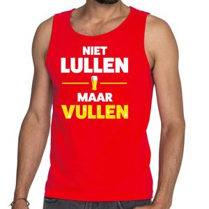 Niet Lullen maar Vullen tekst tanktop / mouwloos shirt rood