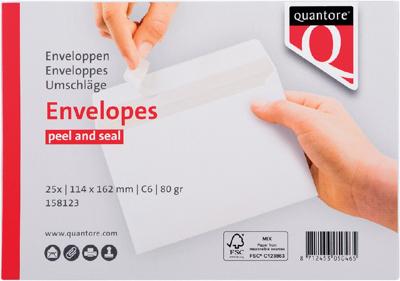 25 Witte zelfklevende enveloppen C6 114 x 162 mm