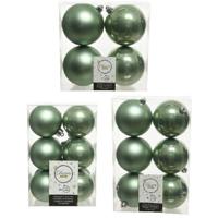 Kerstversiering kunststof kerstballen salie groen 6-8-10 cm pakket van 44x stuks - Kerstbal