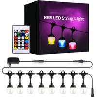 LED Lichtsnoer - Kozolux - RGB - Afstandsbediening - 12W 300lm - 18 Meter - 24 Lampen - IP44 - Zwart