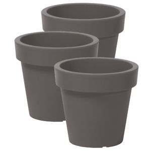 3x stuks basic plantenpot/bloempot kunststof dia 16 cm/hoogte 14.5 cm steengrijs