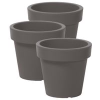 3x stuks basic plantenpot/bloempot kunststof dia 16 cm/hoogte 14.5 cm steengrijs - thumbnail