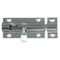 AMIG schuifslot/plaatgrendel - messing - 4 x 2.55 cm - verchroomd - deur - poort