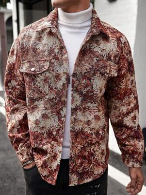 Bon&Bon Men's Blue Floral Hawaiian Print Jacket | Loose Fit Outerwear Multicolor / L