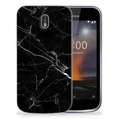 Nokia 1 | TPU | Siliconen hoesje | Marmer Zwart - Origineel Cadeau Vader