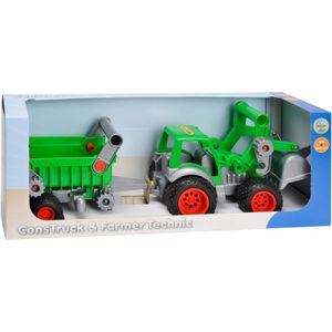 Wade Tractor met voorlader en trailer