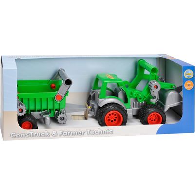 Wade Tractor met voorlader en trailer