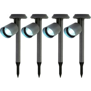 4x stuks solar prikspots/tuinspots - metaal - zwart - H26 cm