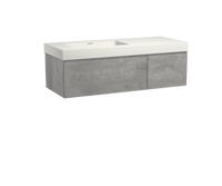 Storke Edge zwevend badmeubel 130 x 52 cm beton donkergrijs met Mata High asymmetrisch linkse wastafel in mat witte solid surface