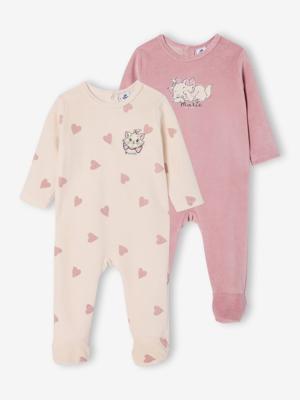 Set van 2 babyslaappakje fluweel / velours Marie lila (poederkleur)