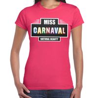 Miss Carnaval verkleed t-shirt fuchsia roze voor dames - thumbnail