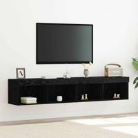 TV-kast 2 pcs Zwart eiken 80 x 30 x 30 cm Bewerkt hout