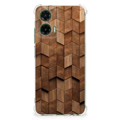 Stevig Telefoonhoesje voor Motorola Moto G35 Wooden Cubes