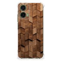 Stevig Telefoonhoesje voor Motorola Moto G35 Wooden Cubes