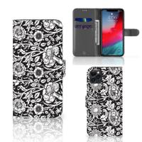 Apple iPhone 11 Pro Max Hoesje Black Flowers | Portemonnee hoesje