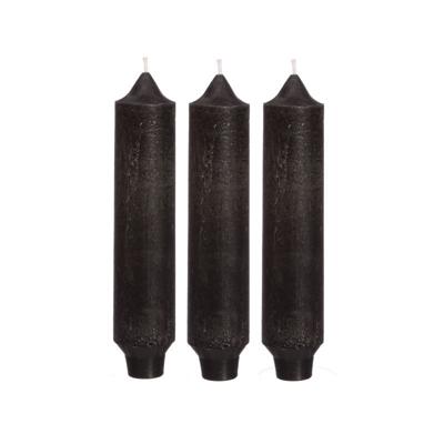 Palermo kaarsen set 3 stuks dia. 3.5 x H 17 cm zwart - Hortus