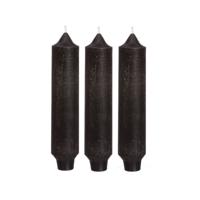 Palermo kaarsen set 3 stuks dia. 3.5 x H 17 cm zwart - Hortus